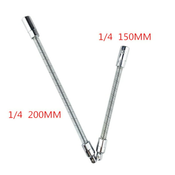 2pc Flexible Socket Extension 10" Long 1/4" & 12" Long 3/8" Socket Bar Ratchet